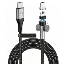 KUULAA PD240W USB C naar USB C / iP Magnetische Kabel Ondersteunt 360° Rotatoire Snelle Oplading Koperen Kern Lijn 1M/2M