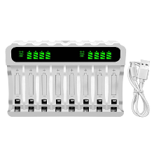 LCD scherm Intelligente Batterijlader 8 Sleuf Type C Snellader AA / AAA 1,2V NiMH Oplaadbare Batterijen Efficiënt Oplade