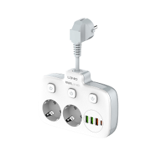 LDNIO Multi socket Stekkerdoos 2 EU Outlet met 3 USB 1 Type C poort Meervoudige stopcontactschakelaar Europese Splitter 