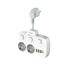 LDNIO Multi stopcontact Stekkerdoos 2 EU Stopcontact met 3 USB 1 Type C Poort Meerdere Stopcontacten Schakelaar Europese