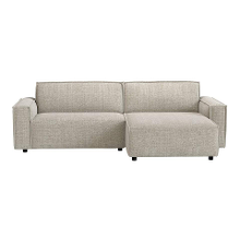 Leen Bakker   Bank Brooklyn Met Chaise Longue Rechts Cyclamen Beige   Banken   Beige   Stof