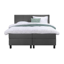 Leen Bakker   Boxspring Liv Geblokt 180x200cm Vierkante Poot   Boxsprings   Grijs   Stof Velvet