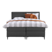 Leen Bakker   Boxspring Liv Geblokt Antraciet 180x200cm Slanke Poot   Boxsprings   Grijs   Stof