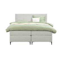 Leen Bakker   Boxspring Liv Geblokt Ecru 180x200cm Slanke Poot   Boxsprings   Crème   Stof