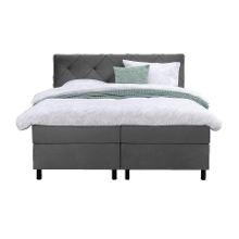 Leen Bakker   Boxspring Liv Geruit 180x200cm Vierkante Poot   Boxsprings   Grijs   Stof Velvet