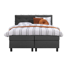 Leen Bakker   Boxspring Liv Geruit Antraciet 180x200cm Vierkante Poot   Boxsprings   Grijs   Stof