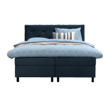Leen Bakker   Boxspring Liv Geruit Blauw 180x200cm Ronde Poot   Boxsprings   Blauw   Stof Velvet
