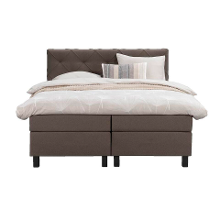 Leen Bakker   Boxspring Liv Geruit Donker 180x200cm Vierkante Poot   Boxsprings   Bruin   Stof