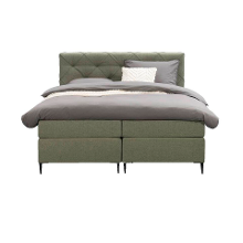 Leen Bakker   Boxspring Liv Geruit Groen 180x200cm Slanke Poot   Boxsprings   Groen   Stof
