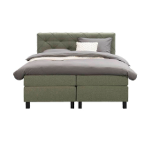 Leen Bakker   Boxspring Liv Geruit Groen 180x200cm Vierkante Poot   Boxsprings   Groen   Stof