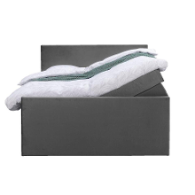 Leen Bakker   Boxspring Met Opbergruimte En Voetbord Liv Egaal 140x200cm   Boxsprings   Grijs   Stof Velvet
