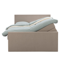Leen Bakker   Boxspring Met Opbergruimte En Voetbord Liv Egaal Beige 160x200cm   Boxsprings   Beige   Stof