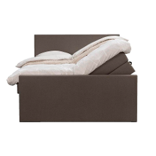 Leen Bakker   Boxspring Met Opbergruimte En Voetbord Liv Egaal Donker 140x200cm   Boxsprings   Bruin   Stof