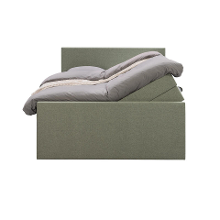 Leen Bakker   Boxspring Met Opbergruimte En Voetbord Liv Egaal Groen 180x200cm   Boxsprings   Groen   Stof