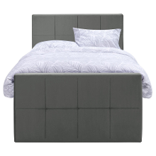 Leen Bakker   Boxspring Met Opbergruimte En Voetbord Liv Geblokt 120x200cm   Boxsprings   Grijs   Stof Velvet