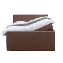 Leen Bakker   Boxspring Met Opbergruimte En Voetbord Liv Geblokt 160x200cm   Boxsprings   Bruin   Stof Velvet