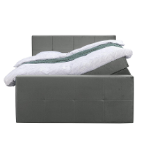 Leen Bakker   Boxspring Met Opbergruimte En Voetbord Liv Geblokt 160x200cm   Boxsprings   Grijs   Stof Velvet