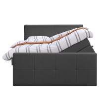 Leen Bakker   Boxspring Met Opbergruimte En Voetbord Liv Geblokt Antraciet 140x200cm   Boxsprings   Grijs   Stof