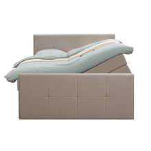 Leen Bakker   Boxspring Met Opbergruimte En Voetbord Liv Geblokt Beige 140x200cm   Boxsprings   Beige   Stof