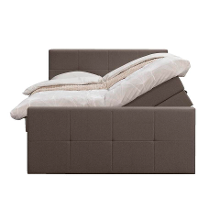 Leen Bakker   Boxspring Met Opbergruimte En Voetbord Liv Geblokt Donker 140x200cm   Boxsprings   Bruin   Stof