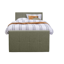 Leen Bakker   Boxspring Met Opbergruimte En Voetbord Liv Geblokt Groen 120x200cm   Boxsprings   Groen   Stof