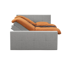 Leen Bakker   Boxspring Met Opbergruimte En Voetbord Liv Geblokt Licht 160x200cm   Boxsprings   Grijs   Stof