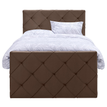 Leen Bakker   Boxspring Met Opbergruimte En Voetbord Liv Geruit 120x200cm   Boxsprings   Bruin   Stof Velvet