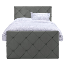 Leen Bakker   Boxspring Met Opbergruimte En Voetbord Liv Geruit 120x200cm   Boxsprings   Grijs   Stof Velvet