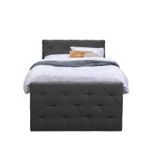 Leen Bakker   Boxspring Met Opbergruimte En Voetbord Liv Geruit Antraciet 120x200cm   Boxsprings   Grijs   Stof