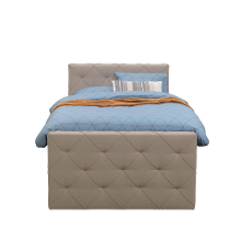 Leen Bakker   Boxspring Met Opbergruimte En Voetbord Liv Geruit Beige 120x200cm   Boxsprings   Beige   Stof