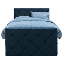 Leen Bakker   Boxspring Met Opbergruimte En Voetbord Liv Geruit Blauw 120x200cm   Boxsprings   Blauw   Stof Velvet