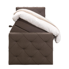 Leen Bakker   Boxspring Met Opbergruimte En Voetbord Liv Geruit Donker 90x200cm   Boxsprings   Bruin   Stof
