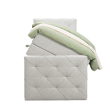Leen Bakker   Boxspring Met Opbergruimte En Voetbord Liv Geruit Ecru 90x200cm   Boxsprings   Crème   Stof