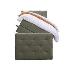Leen Bakker   Boxspring Met Opbergruimte En Voetbord Liv Geruit Groen 90x200cm   Boxsprings   Groen   Stof