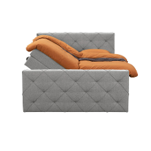 Leen Bakker   Boxspring Met Opbergruimte En Voetbord Liv Geruit Licht 160x200cm   Boxsprings   Grijs   Stof