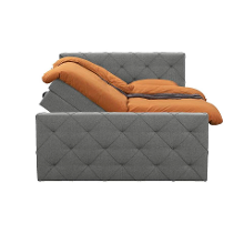 Leen Bakker   Boxspring Met Opbergruimte En Voetbord Liv Geruit Licht 180x200cm   Boxsprings   Grijs   Stof