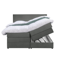 Leen Bakker   Boxspring Met Opbergruimte Liv Egaal 160x200cm   Boxsprings   Grijs   Stof Velvet