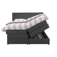Leen Bakker   Boxspring Met Opbergruimte Liv Egaal Antraciet 180x200cm   Boxsprings   Grijs   Stof