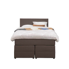 Leen Bakker   Boxspring Met Opbergruimte Liv Egaal Donker 120x200cm   Boxsprings   Bruin   Stof