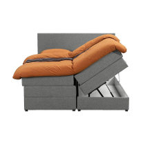 Leen Bakker   Boxspring Met Opbergruimte Liv Egaal Licht 180x200cm   Boxsprings   Grijs   Stof