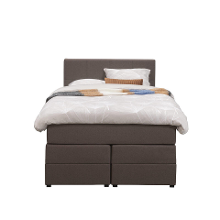 Leen Bakker   Boxspring Met Opbergruimte Liv Geblokt Donker 120x200cm   Boxsprings   Bruin   Stof