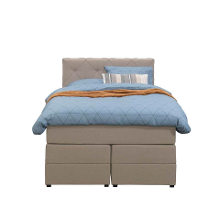 Leen Bakker   Boxspring Met Opbergruimte Liv Geruit Beige 120x200cm   Boxsprings   Beige   Stof