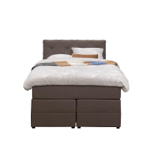 Leen Bakker   Boxspring Met Opbergruimte Liv Geruit Donker 120x200cm   Boxsprings   Bruin   Stof