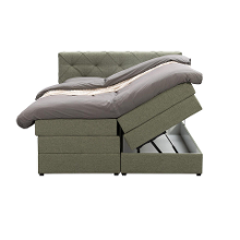 Leen Bakker   Boxspring Met Opbergruimte Liv Geruit Groen 140x200cm   Boxsprings   Groen   Stof