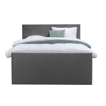 Leen Bakker   Boxspring Met Voetbord Liv Egaal 180x200cm Ronde Poot   Boxsprings   Grijs   Stof Velvet