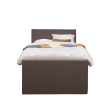Leen Bakker   Boxspring Met Voetbord Liv Egaal Donker 120x200cm Slanke Poot   Boxsprings   Bruin   Stof