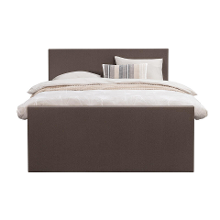 Leen Bakker   Boxspring Met Voetbord Liv Egaal Donker 180x200cm Ronde Poot   Boxsprings   Bruin   Stof