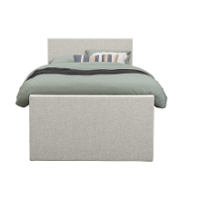 Leen Bakker   Boxspring Met Voetbord Liv Egaal Ecru 120x200cm Ronde Poot   Boxsprings   Crème   Stof