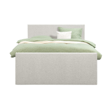 Leen Bakker   Boxspring Met Voetbord Liv Egaal Ecru 180x200cm Ronde Poot   Boxsprings   Crème   Stof