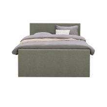 Leen Bakker   Boxspring Met Voetbord Liv Egaal Groen 180x200cm Vierkante Poot   Boxsprings   Groen   Stof